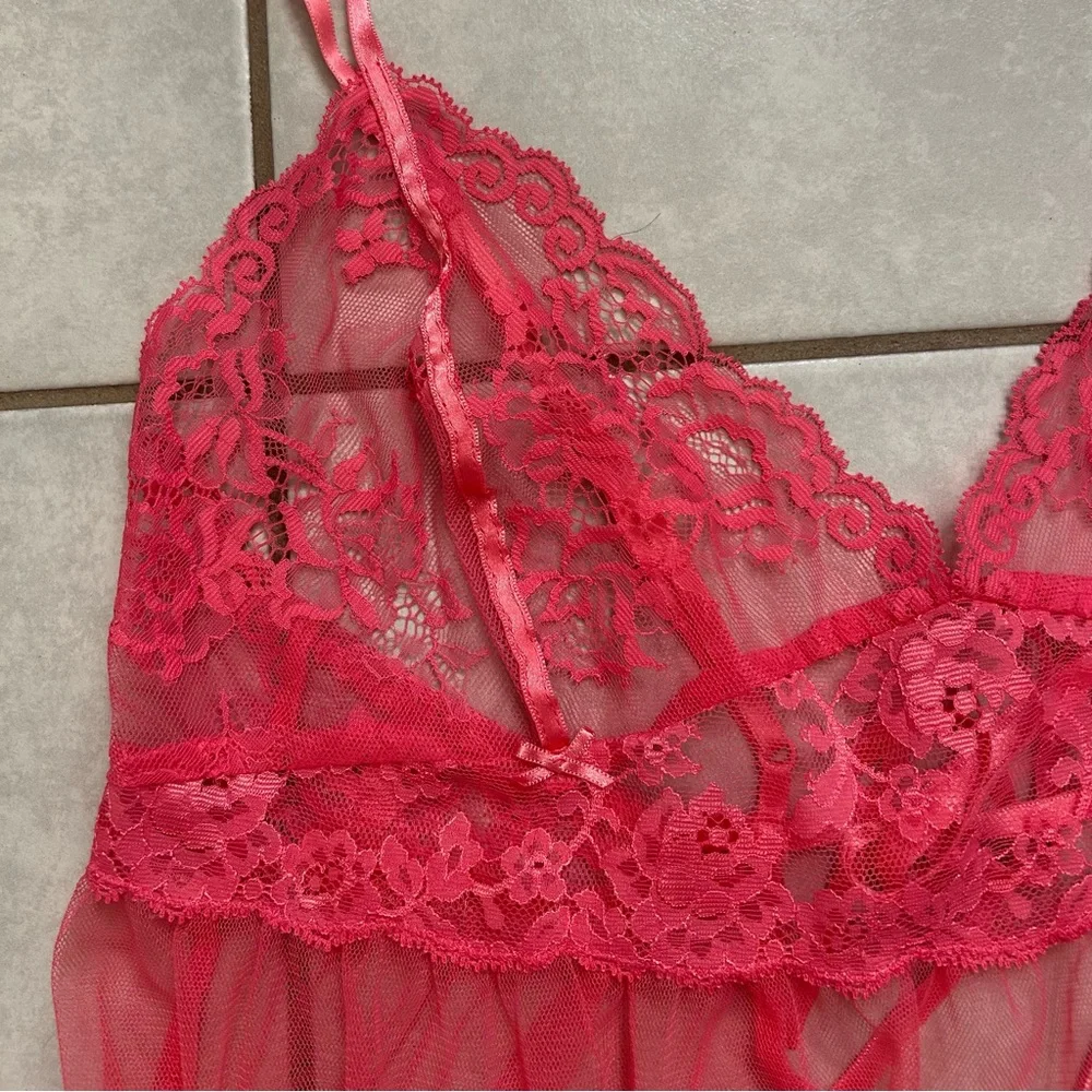 Victoria’s Secret Pink Lace Babydoll Lingerie - Picture 3 of 9